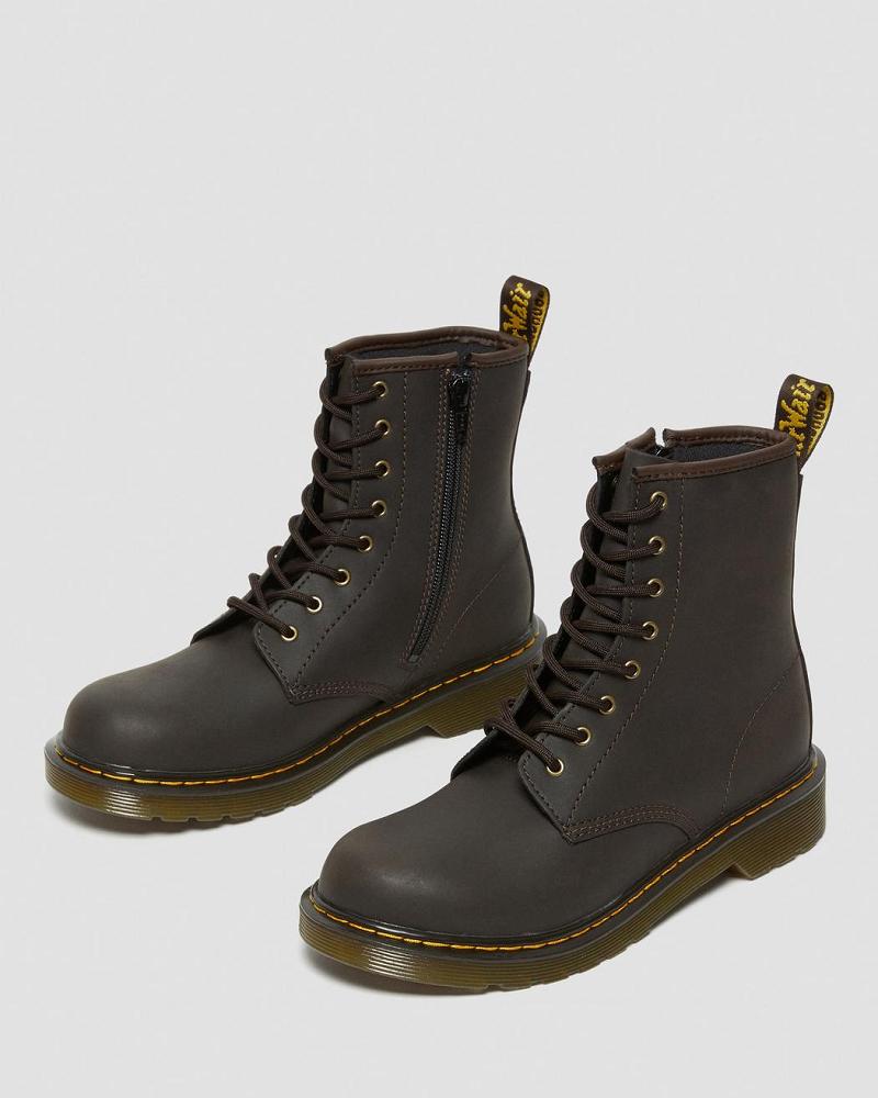 Dr Martens Youth 1460 Wildhorse Læder Snørestøvler Børn Mørkebrune | DK 716NWY